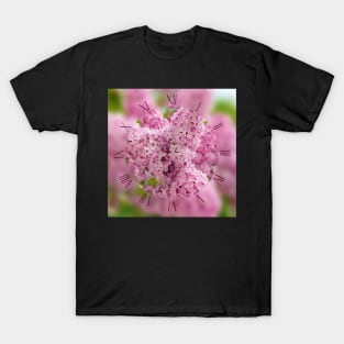 Pink lilac flowers on green background T-Shirt